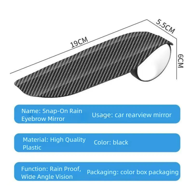 Espejos Convexos para Punto Ciego con Textura Fibra de Carbono Rotación 360° y Protector de Lluvia para Automóvil