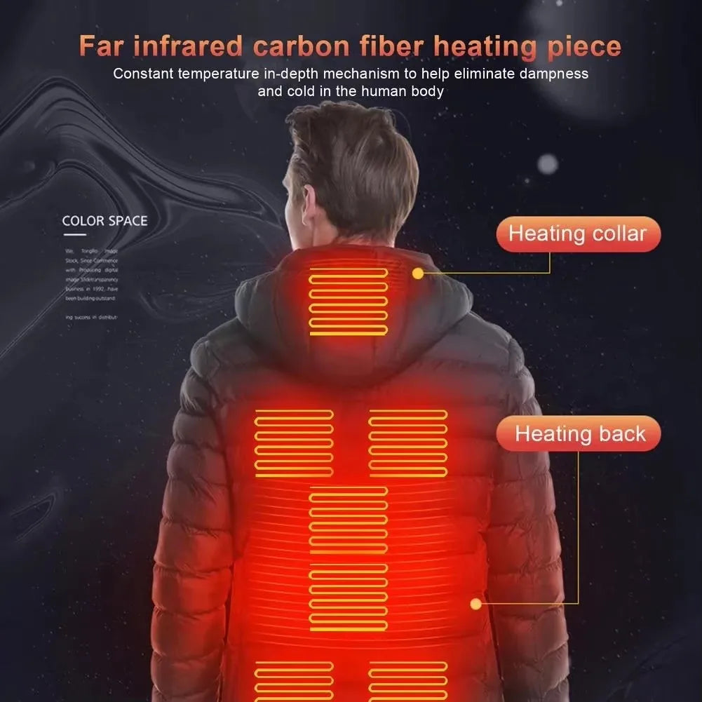 Chaqueta Térmica USB con Calefacción para Hombre Abrigo Eléctrico de Invierno para Exterior y Deportes