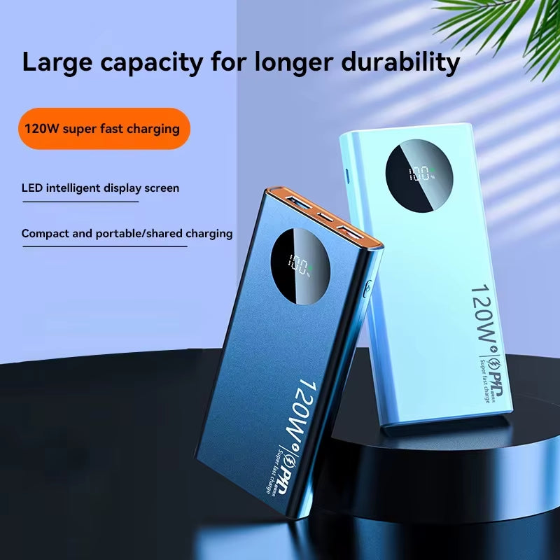 Power Bank 120W 50000mAh Alta Capacidad Carga Rápida Portátil Compatible con iPhone, Samsung y Huawei 2024