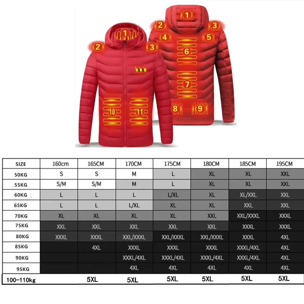 Chaqueta Térmica USB con Calefacción para Hombre Abrigo Eléctrico de Invierno para Exterior y Deportes