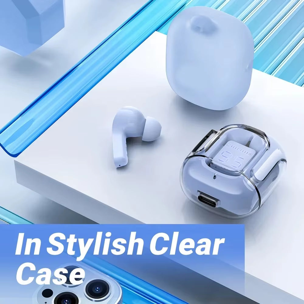 Auriculares Bluetooth Inalámbricos T2 Originales Transparentes HIFI con Pantalla LED y Sonido Estéreo