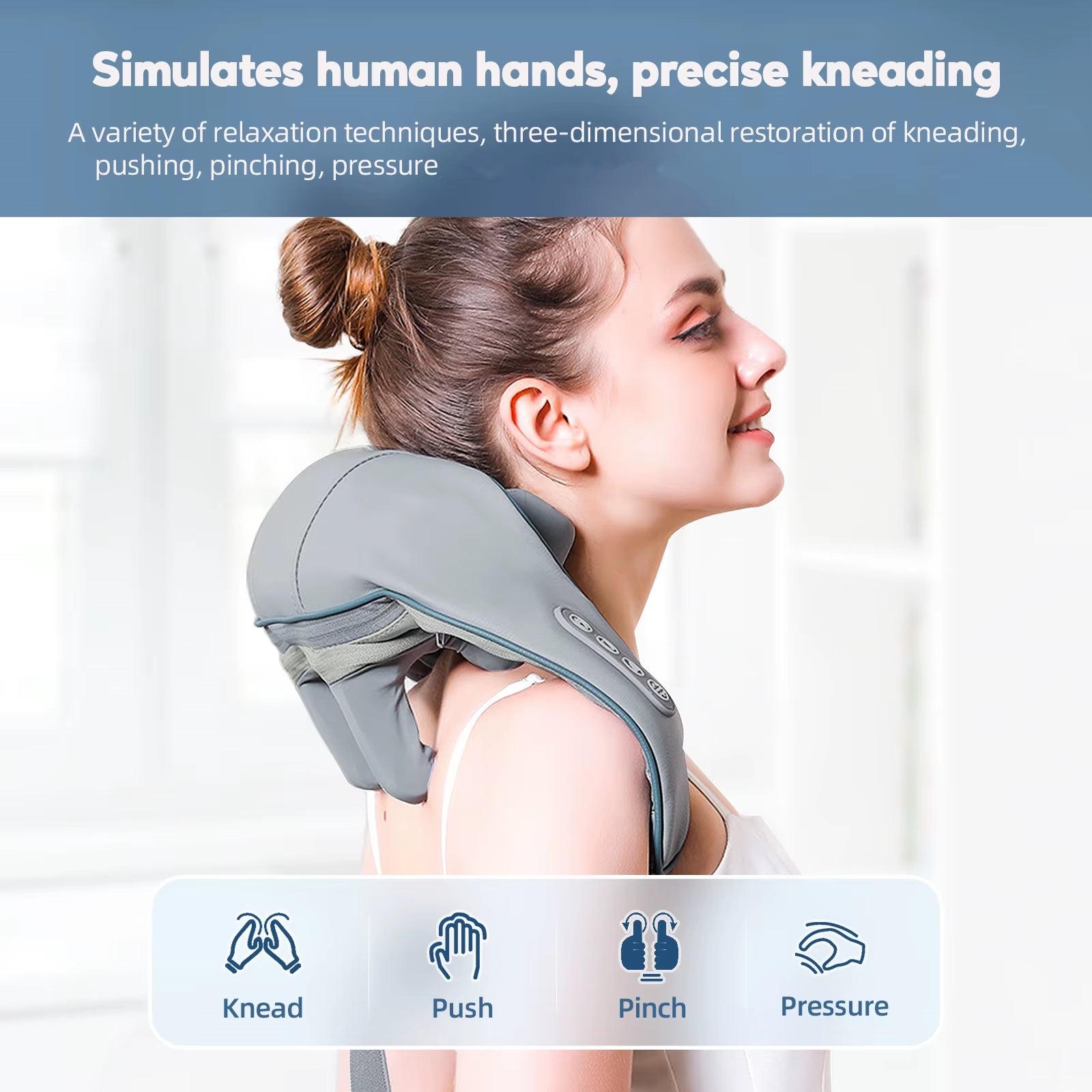 Masajeador Inalámbrico para Cuello y Espalda con Masaje Shiatsu para Hombros, Cervical y Trapecios