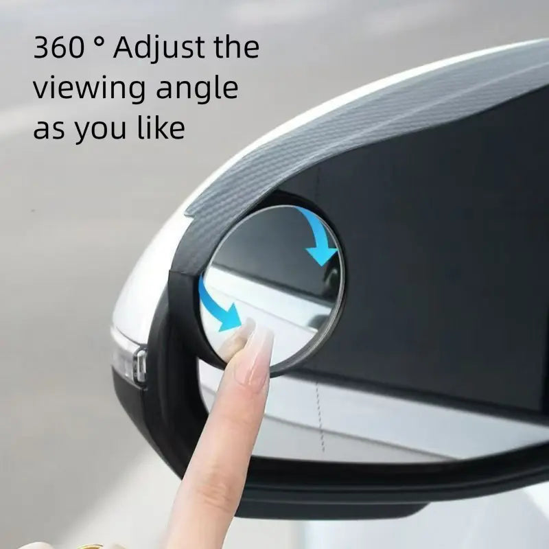 Espejos Convexos para Punto Ciego con Textura Fibra de Carbono Rotación 360° y Protector de Lluvia para Automóvil