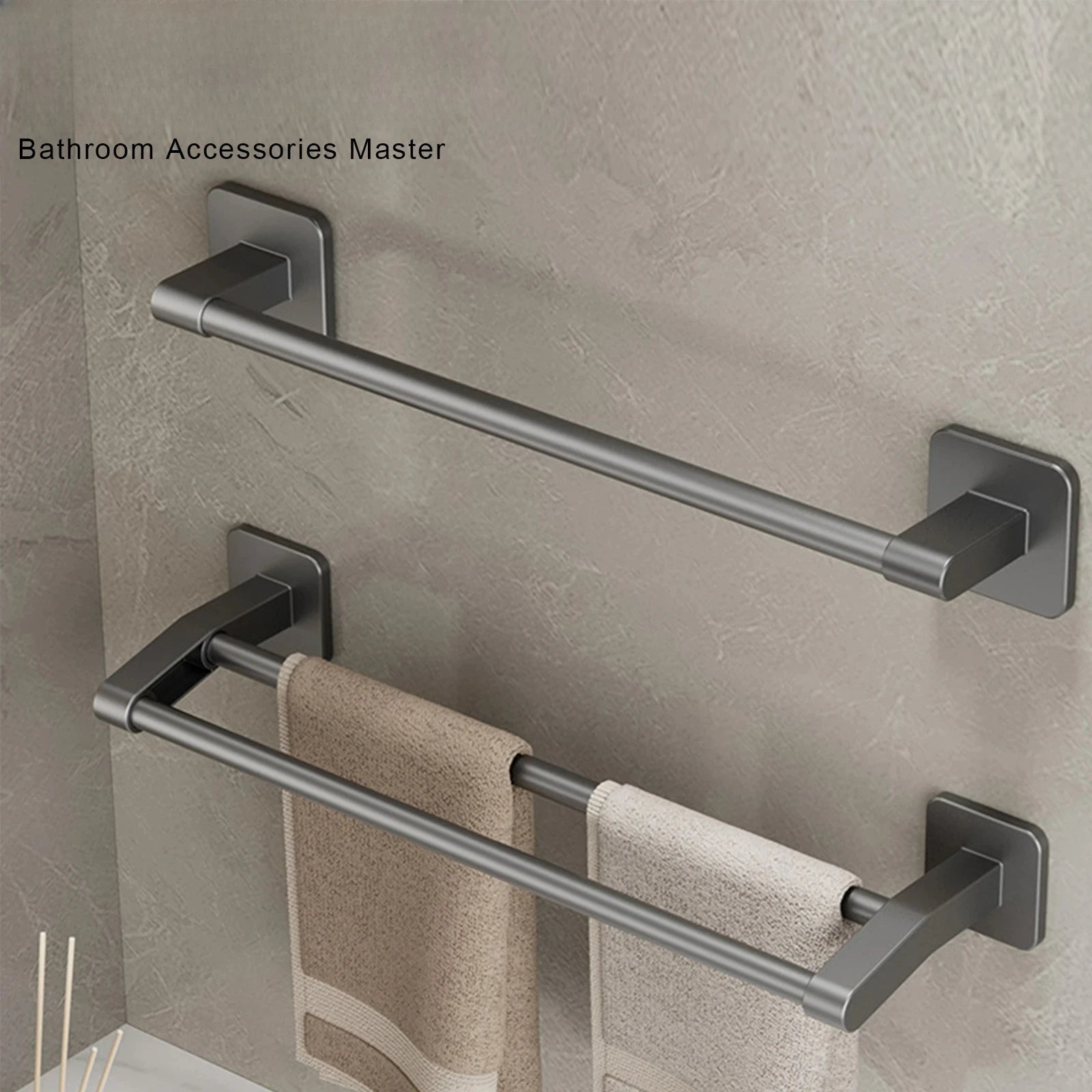 Toallero de Pared para Baño Doble Barra 2 Niveles Sin Taladro 30/40/50CM ABS Multifuncional