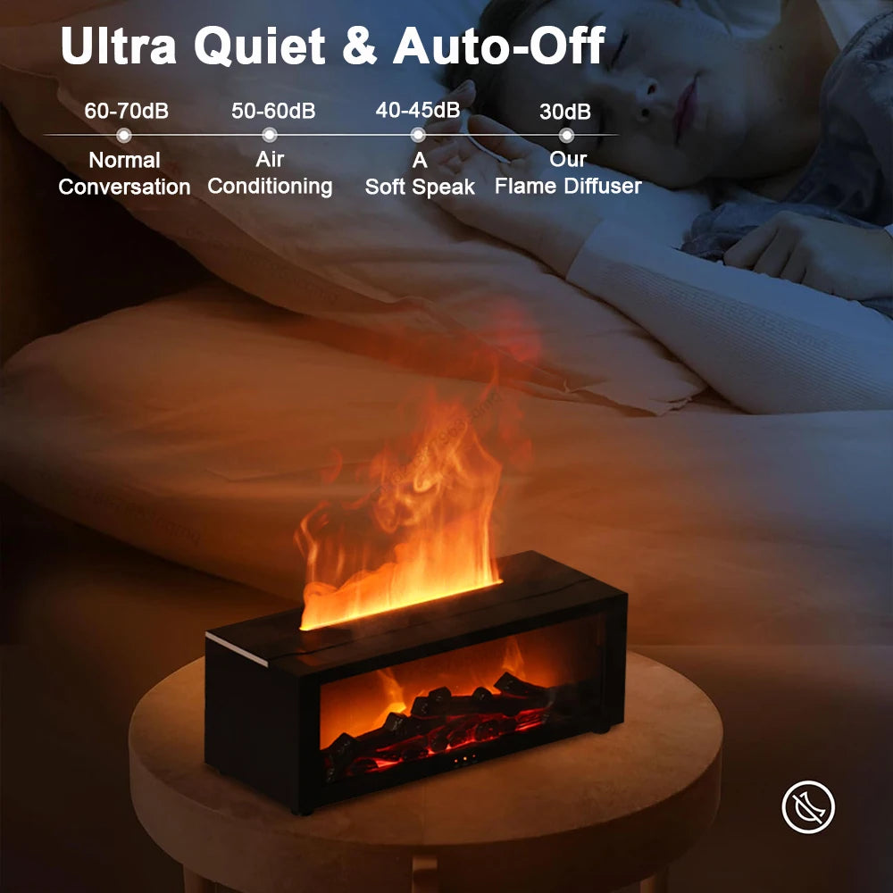 Humidificador Aromático con Efecto Llama Difusor de Aceites Esenciales RGB con Control Remoto