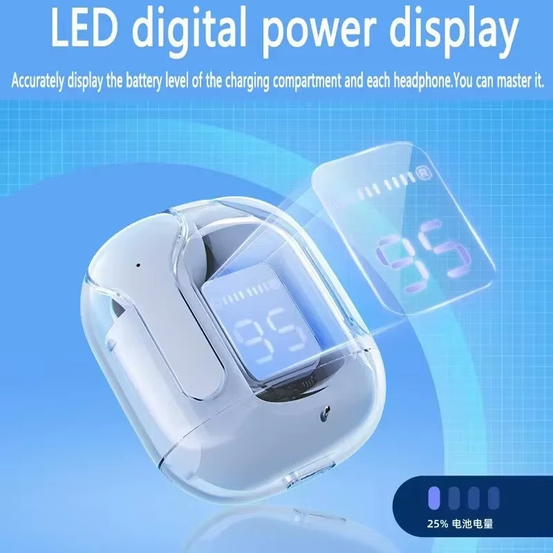 Auriculares Bluetooth Inalámbricos T2 Originales Transparentes HIFI con Pantalla LED y Sonido Estéreo
