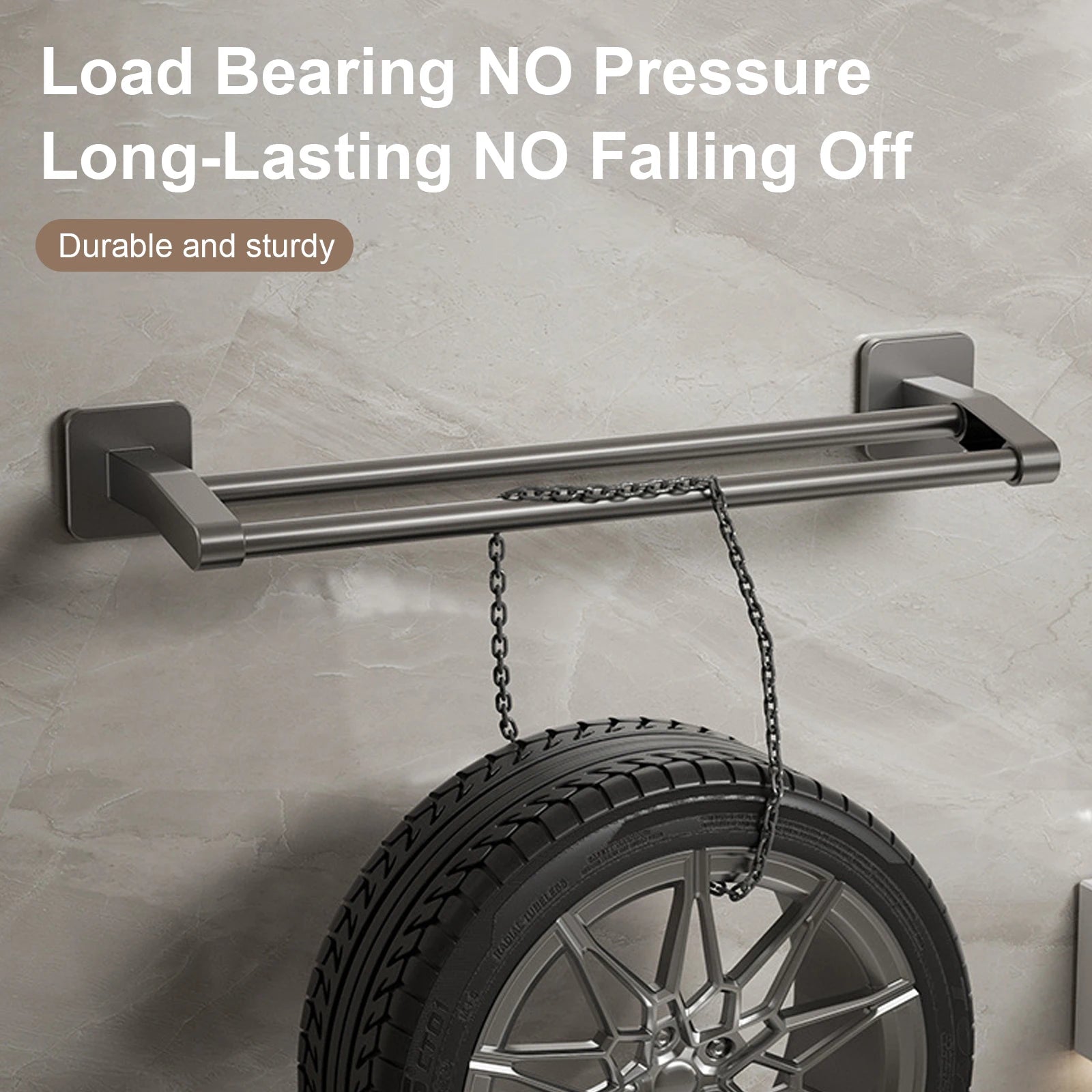 Toallero de Pared para Baño Doble Barra 2 Niveles Sin Taladro 30/40/50CM ABS Multifuncional