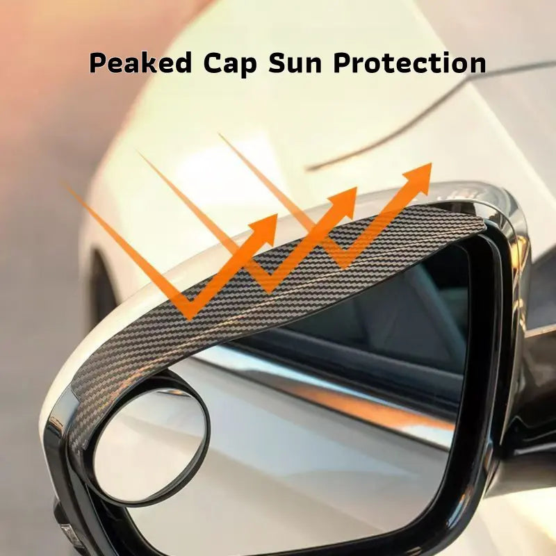 Espejos Convexos para Punto Ciego con Textura Fibra de Carbono Rotación 360° y Protector de Lluvia para Automóvil