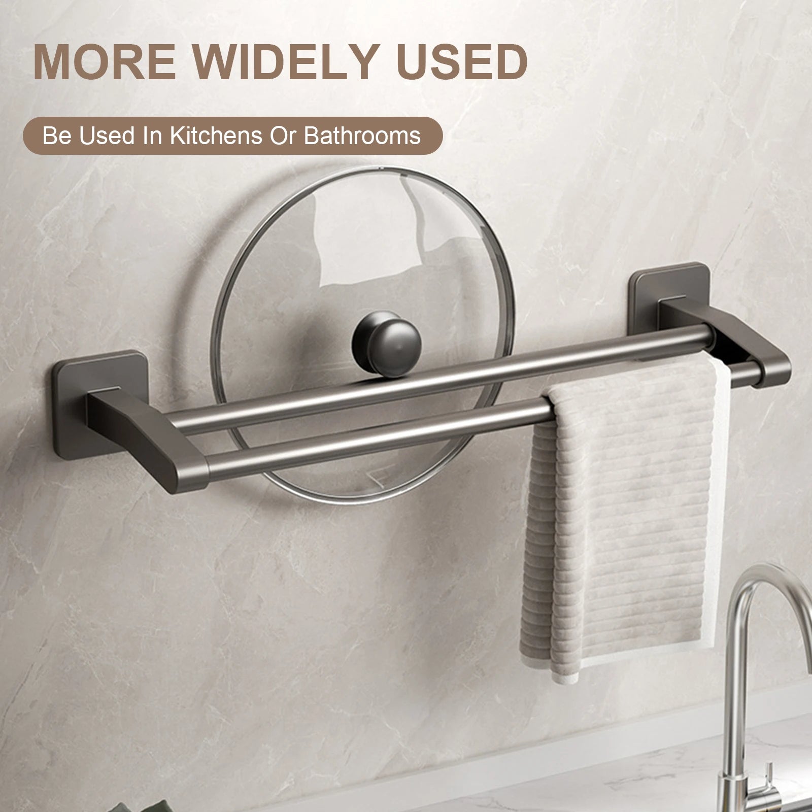 Toallero de Pared para Baño Doble Barra 2 Niveles Sin Taladro 30/40/50CM ABS Multifuncional