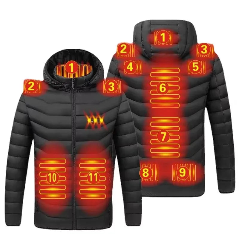 Chaqueta Térmica USB con Calefacción para Hombre Abrigo Eléctrico de Invierno para Exterior y Deportes