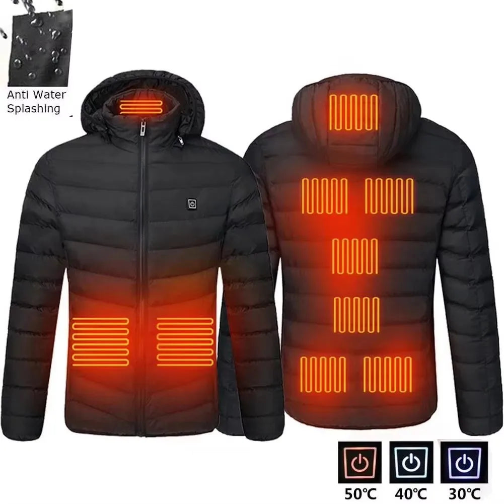 Chaqueta Térmica USB con Calefacción para Hombre Abrigo Eléctrico de Invierno para Exterior y Deportes