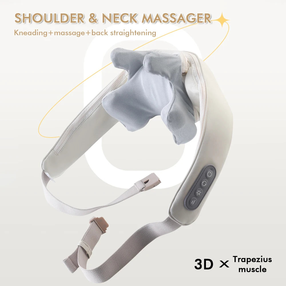 Masajeador Inalámbrico para Cuello y Espalda con Masaje Shiatsu para Hombros, Cervical y Trapecios