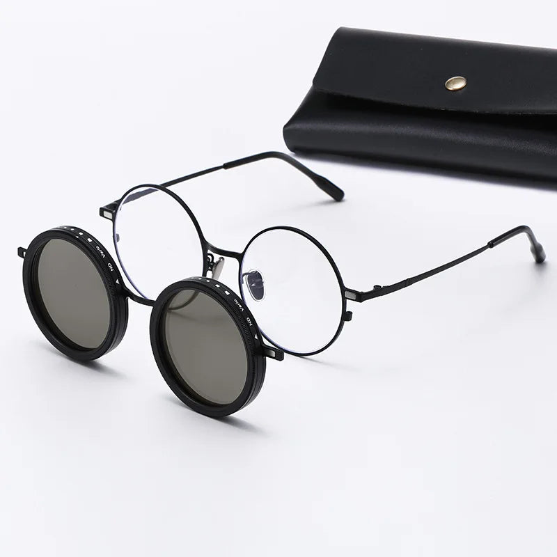 Gafas de Sol Polarizadas Vintage Steampunk UV400 con Oscurecimiento Ajustable Manual ND 1~9 para Pesca y Exterior