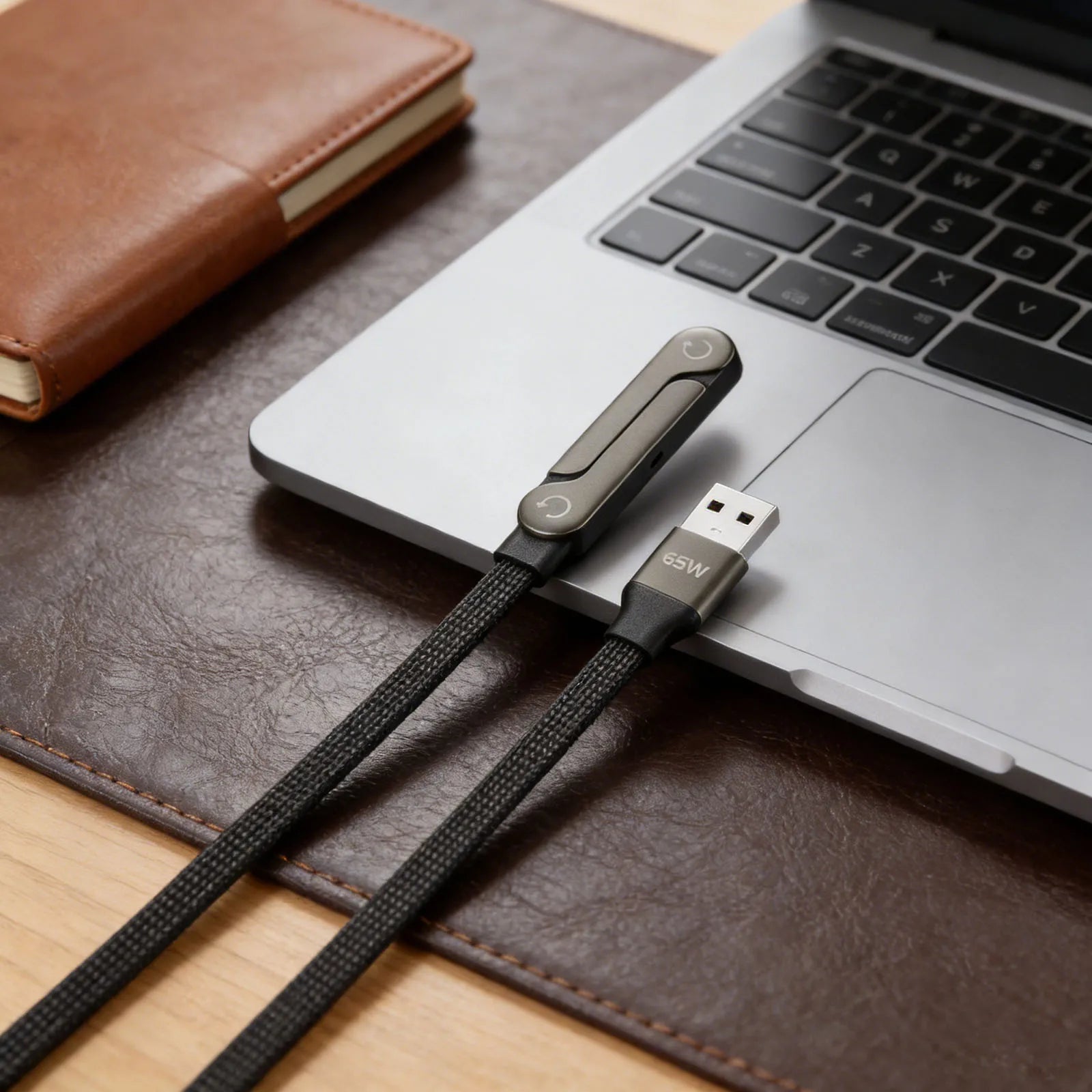 Cable de Carga Rápida 240W/65W con Soporte Plegable para Celular Compatible con iPhone y Smartphones/Tablets