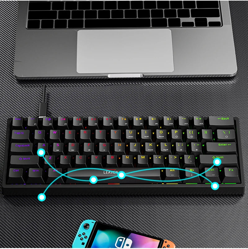 Teclado Mecánico Gamer USB K620 Mini RGB Retroiluminado 60% Hot Swap con Keycaps PBT para PC y Laptop