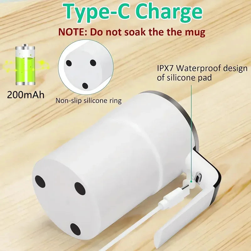 aza Eléctrica Auto Mezcladora 380ML IP67 Recargable USB con Pantalla Digital y Mezcla Automática Magnética