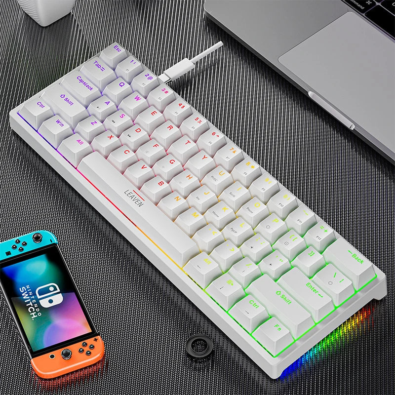 Teclado Mecánico Gamer USB K620 Mini RGB Retroiluminado 60% Hot Swap con Keycaps PBT para PC y Laptop