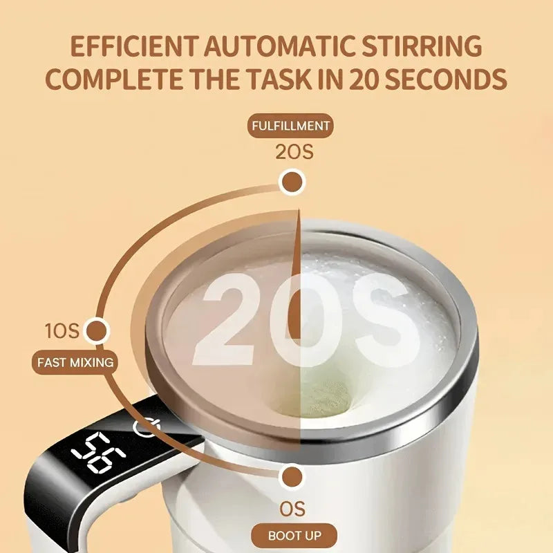 aza Eléctrica Auto Mezcladora 380ML IP67 Recargable USB con Pantalla Digital y Mezcla Automática Magnética