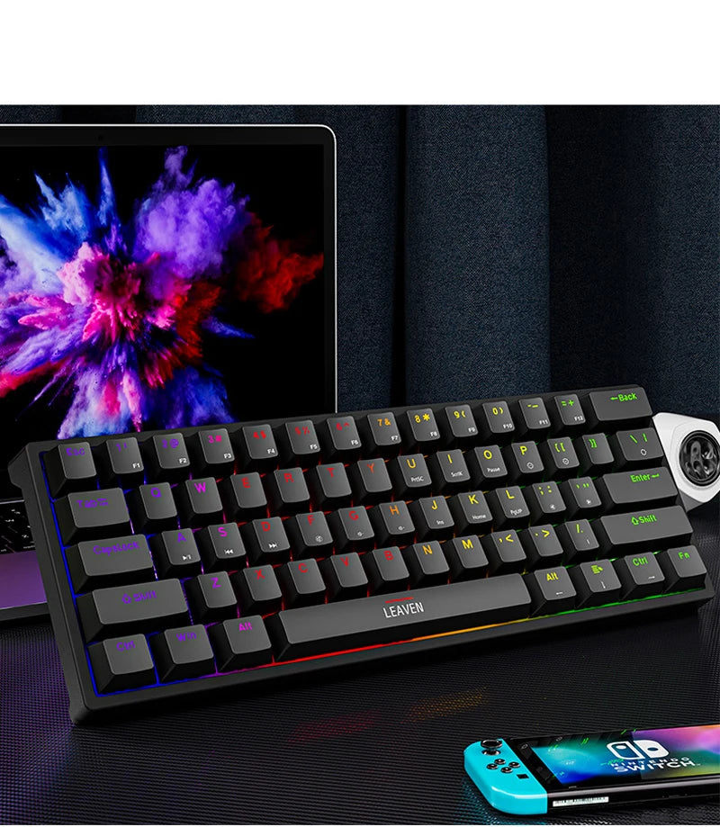 Teclado Mecánico Gamer USB K620 Mini RGB Retroiluminado 60% Hot Swap con Keycaps PBT para PC y Laptop