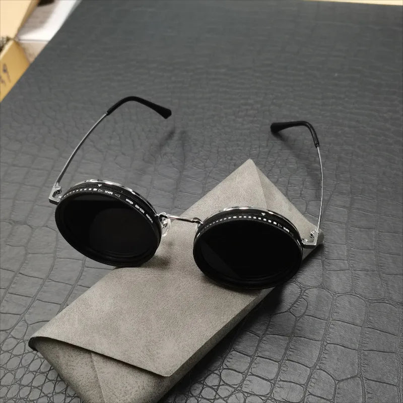 Gafas de Sol Polarizadas Vintage Steampunk UV400 con Oscurecimiento Ajustable Manual ND 1~9 para Pesca y Exterior