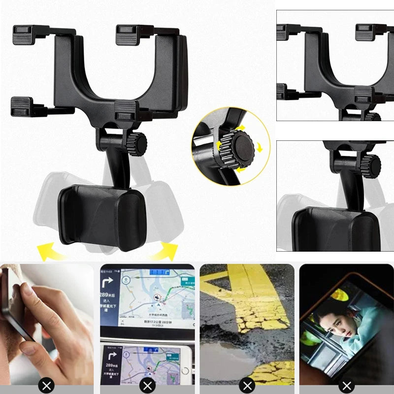 Soporte para Celular de Auto 360° Ajustable Telescópico para iPhone y GPS Universal