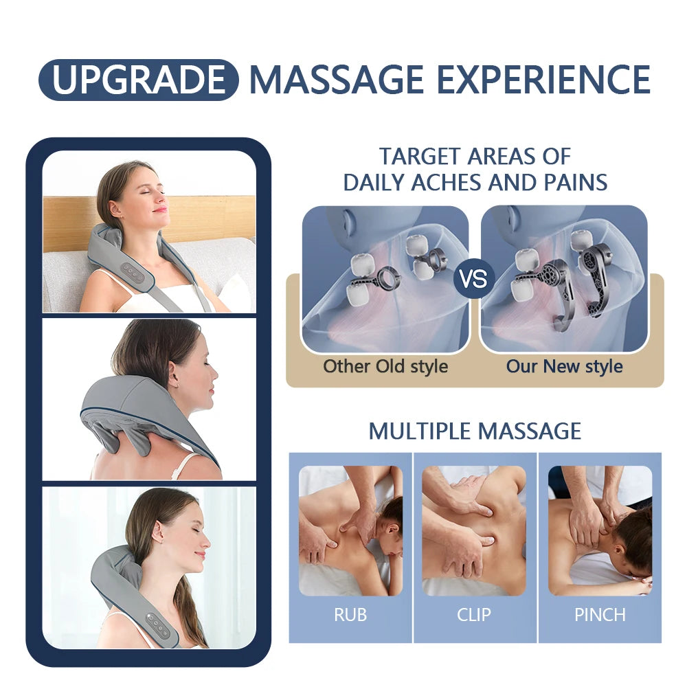 Masajeador Inalámbrico para Cuello y Espalda con Masaje Shiatsu para Hombros, Cervical y Trapecios