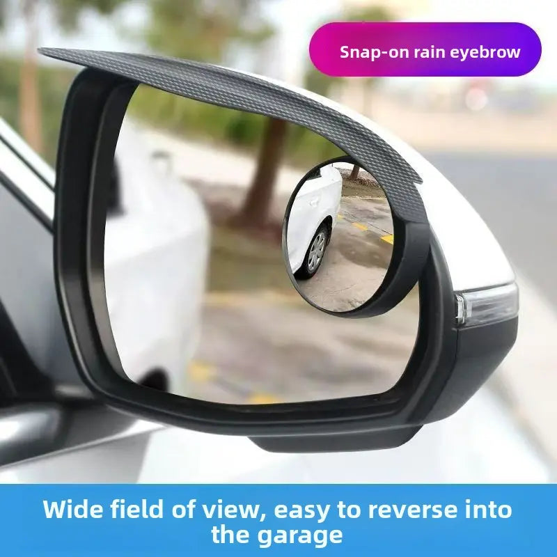 Espejos Convexos para Punto Ciego con Textura Fibra de Carbono Rotación 360° y Protector de Lluvia para Automóvil