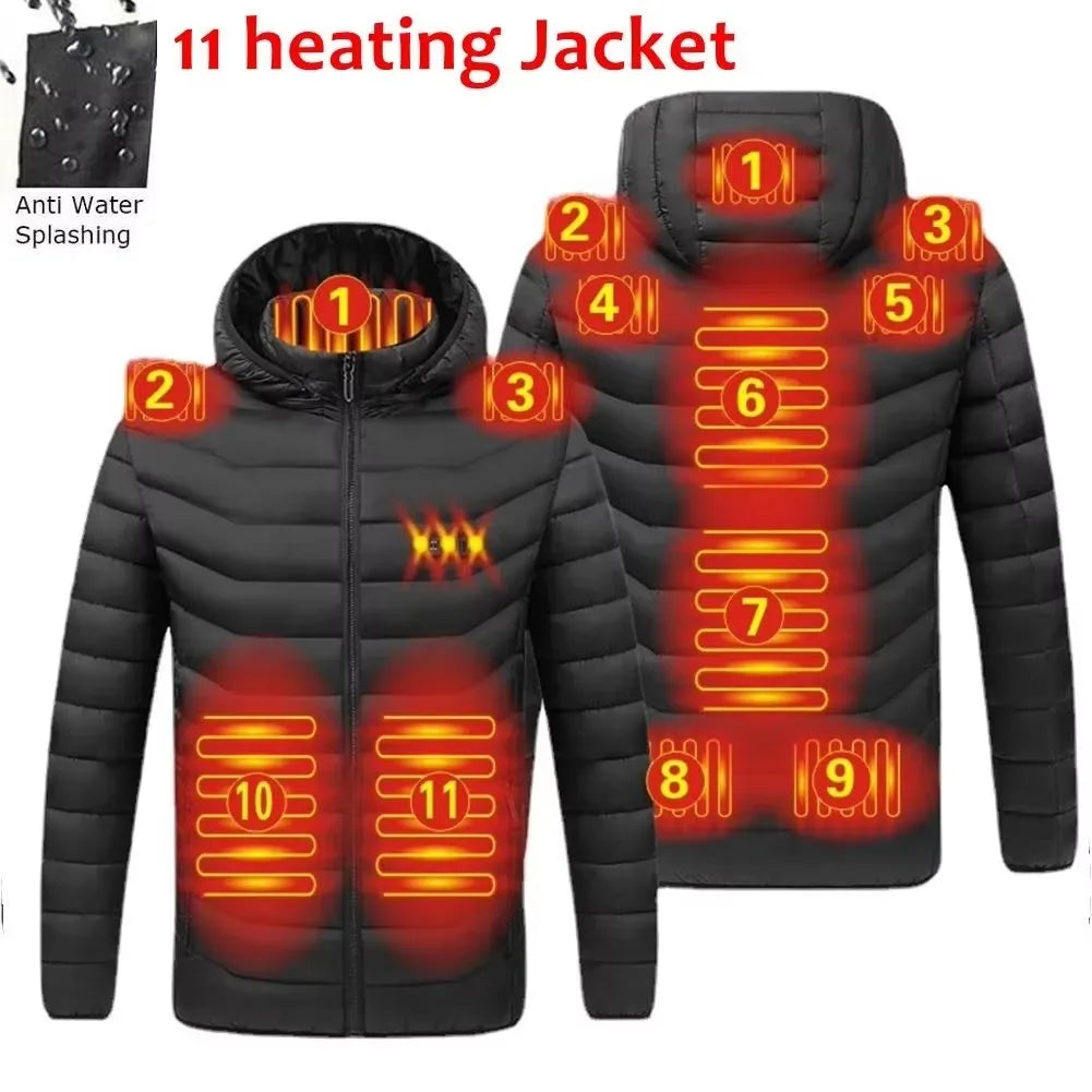 Chaqueta Térmica USB con Calefacción para Hombre Abrigo Eléctrico de Invierno para Exterior y Deportes