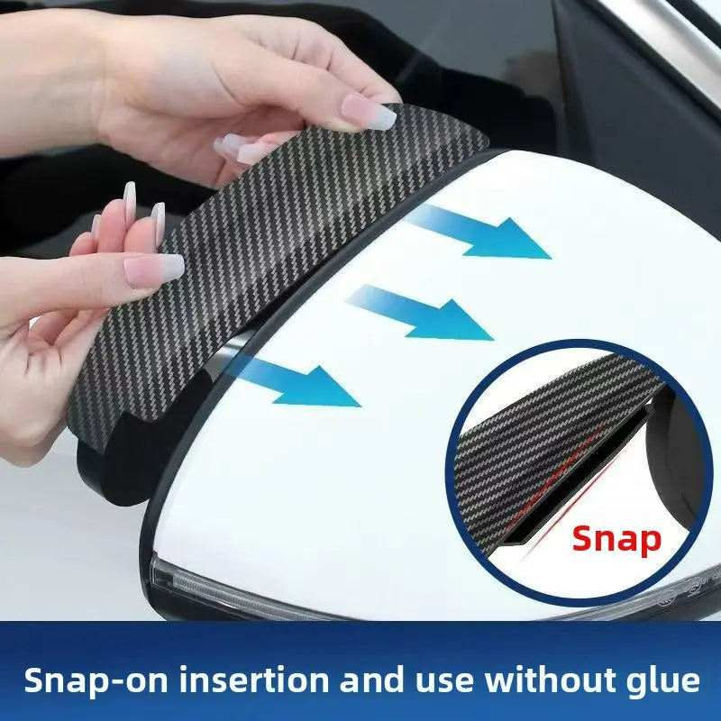 Espejos Convexos para Punto Ciego con Textura Fibra de Carbono Rotación 360° y Protector de Lluvia para Automóvil