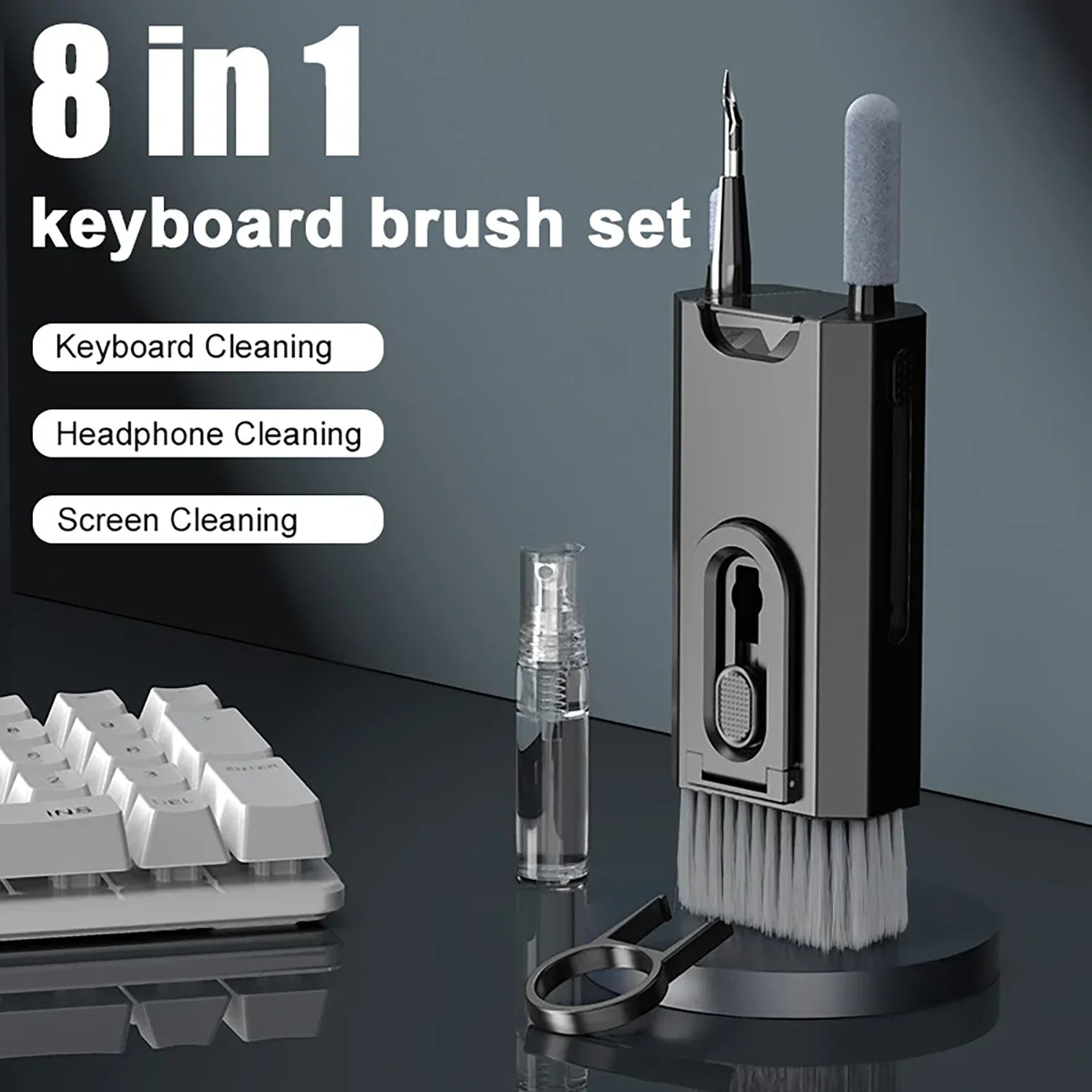 Kit de Limpieza Electrónica 8 en 1 Multifuncional para Auriculares, Teclado, Laptop, Celular, PC y Cámara