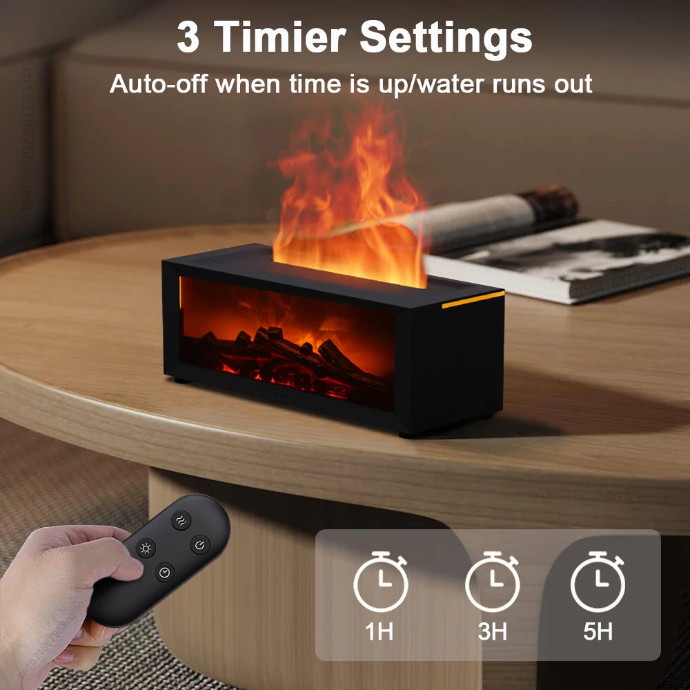 Humidificador Aromático con Efecto Llama Difusor de Aceites Esenciales RGB con Control Remoto