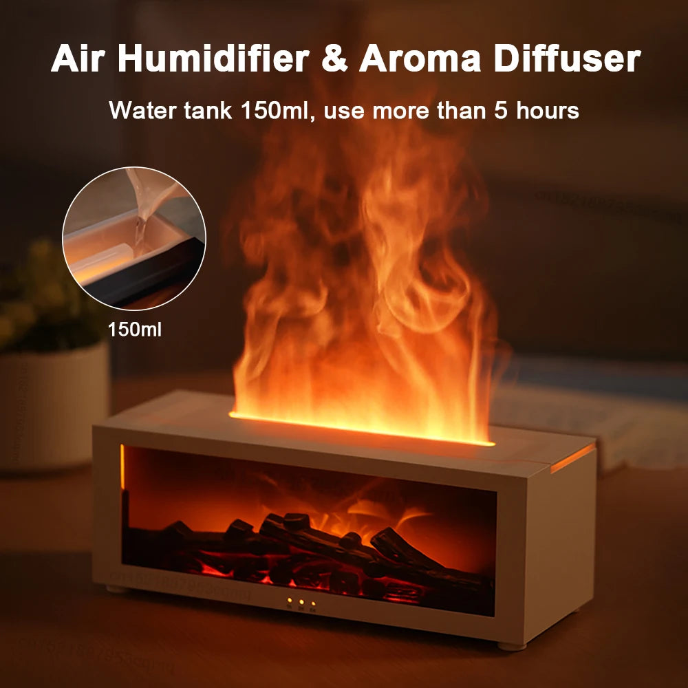 Humidificador Aromático con Efecto Llama Difusor de Aceites Esenciales RGB con Control Remoto