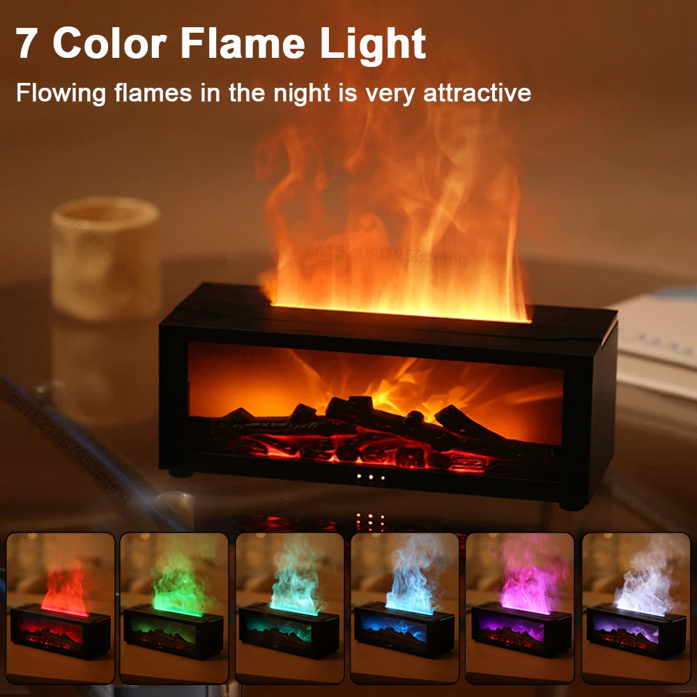 Humidificador Aromático con Efecto Llama Difusor de Aceites Esenciales RGB con Control Remoto